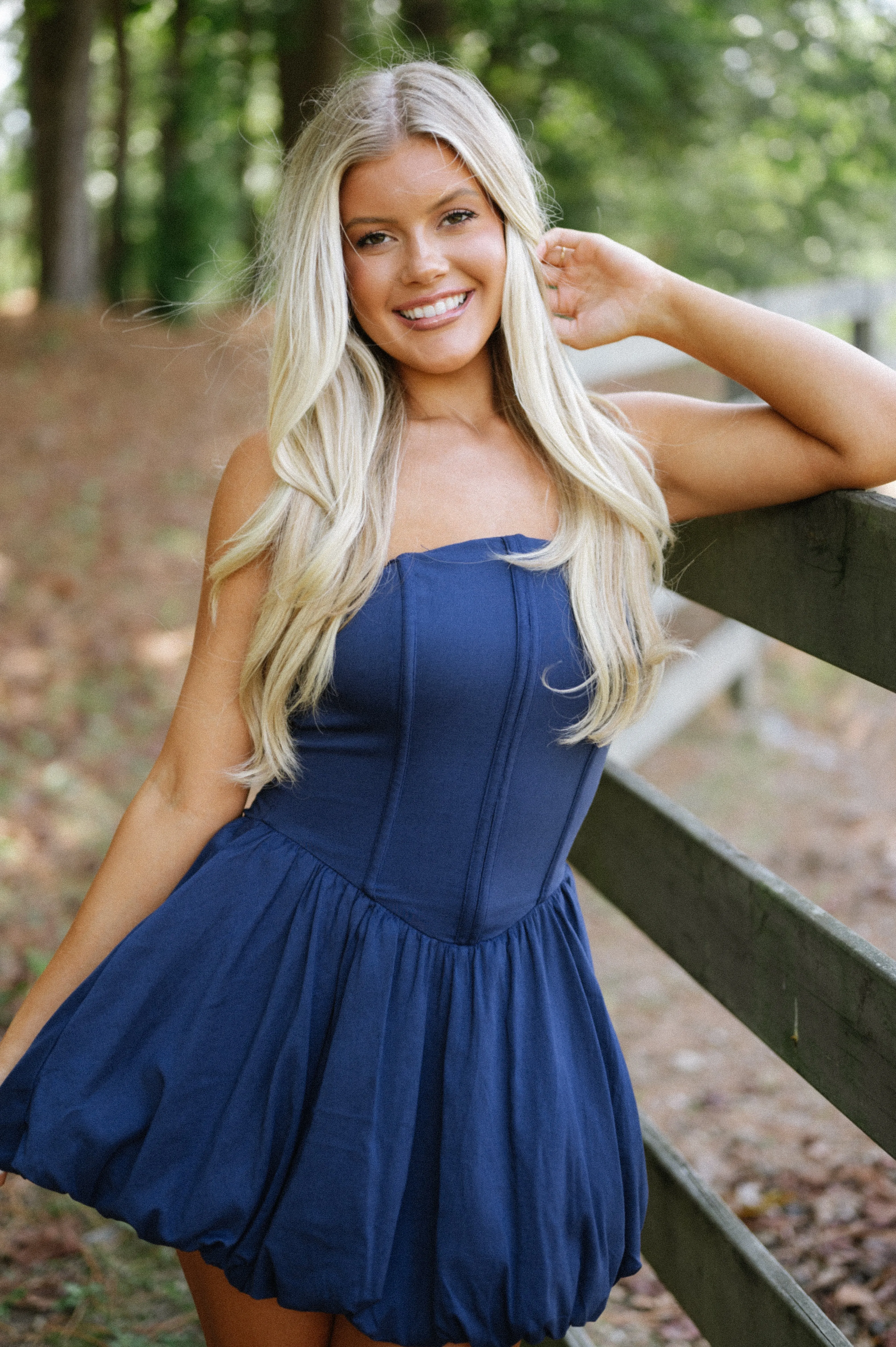 Binding Bubble Mini Dress - Navy