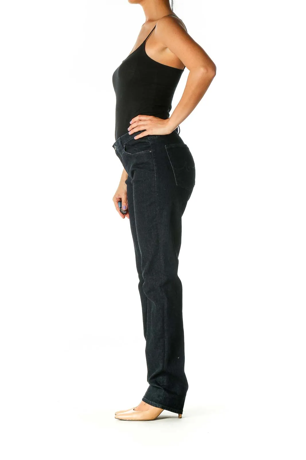 Black Casual Straight Leg Jeans