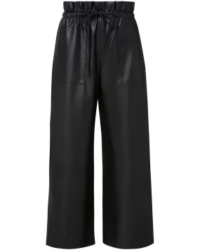 Black Eco Leather Cropped Culotte