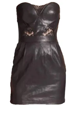 Black Leather Strapless Dress