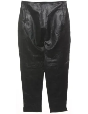 Black Leather Tapered Trousers - W29 L27