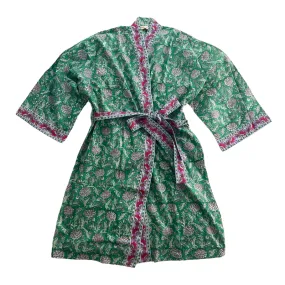 Block Print Cotton Robe | Spring Meadow