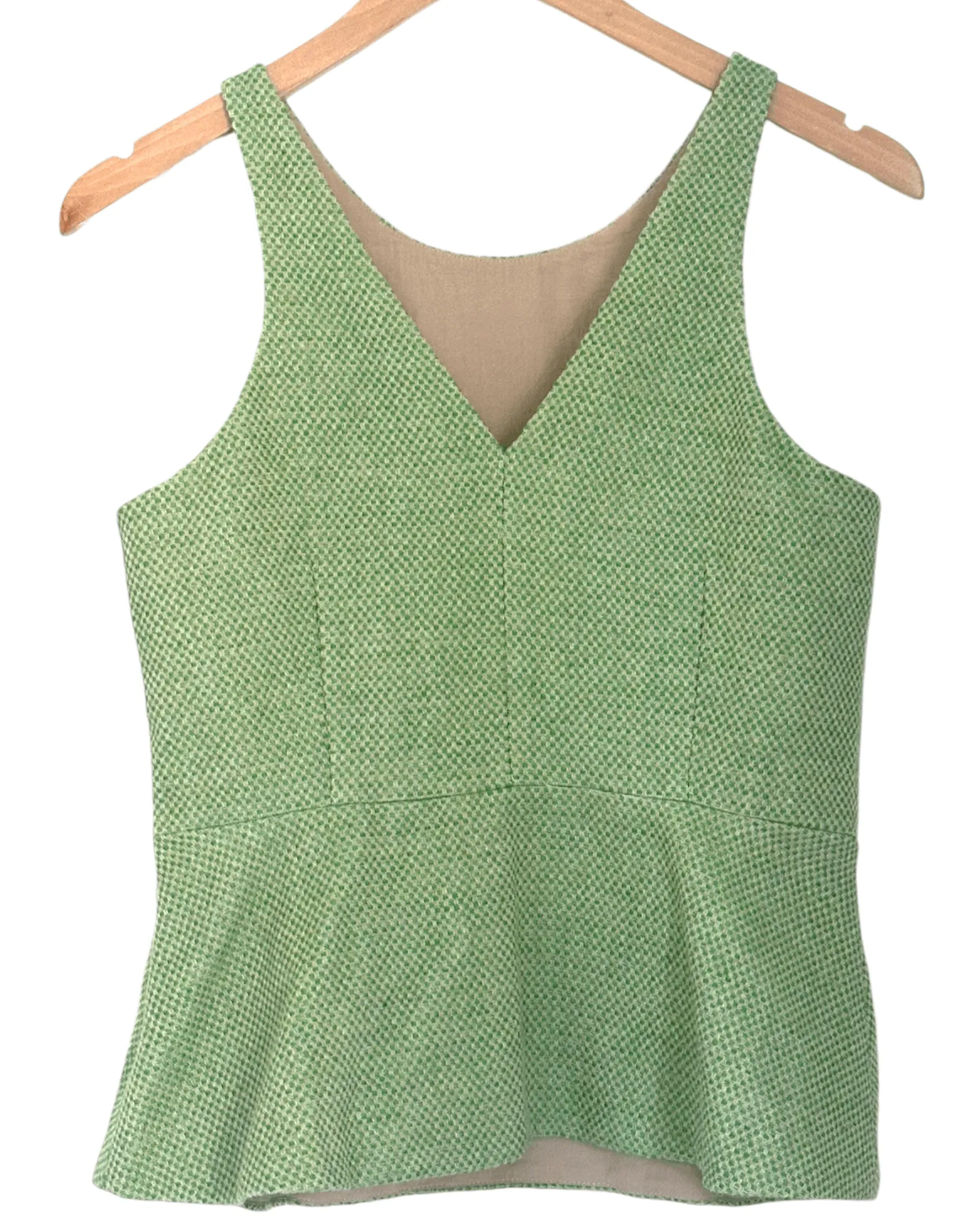 Bright Spring Tweed V-Back Peplum Top