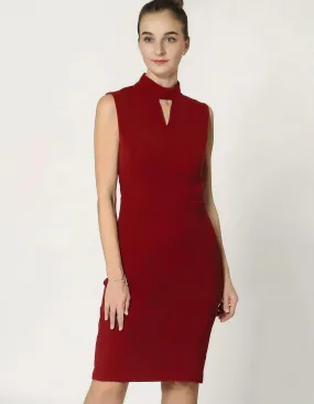 Burgundy Sleeveless Sheath Dress