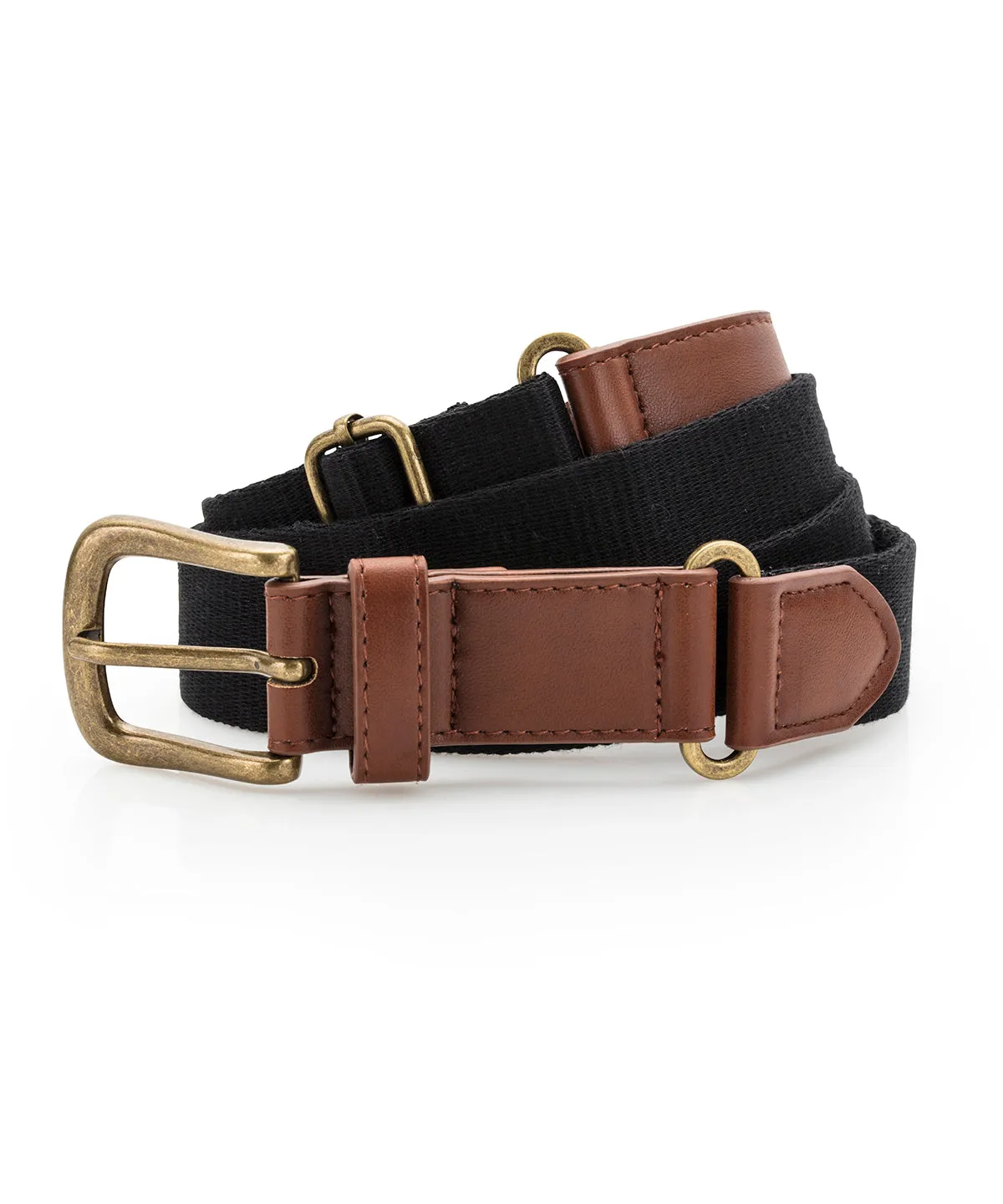 Camel - Faux leather and canvas belt