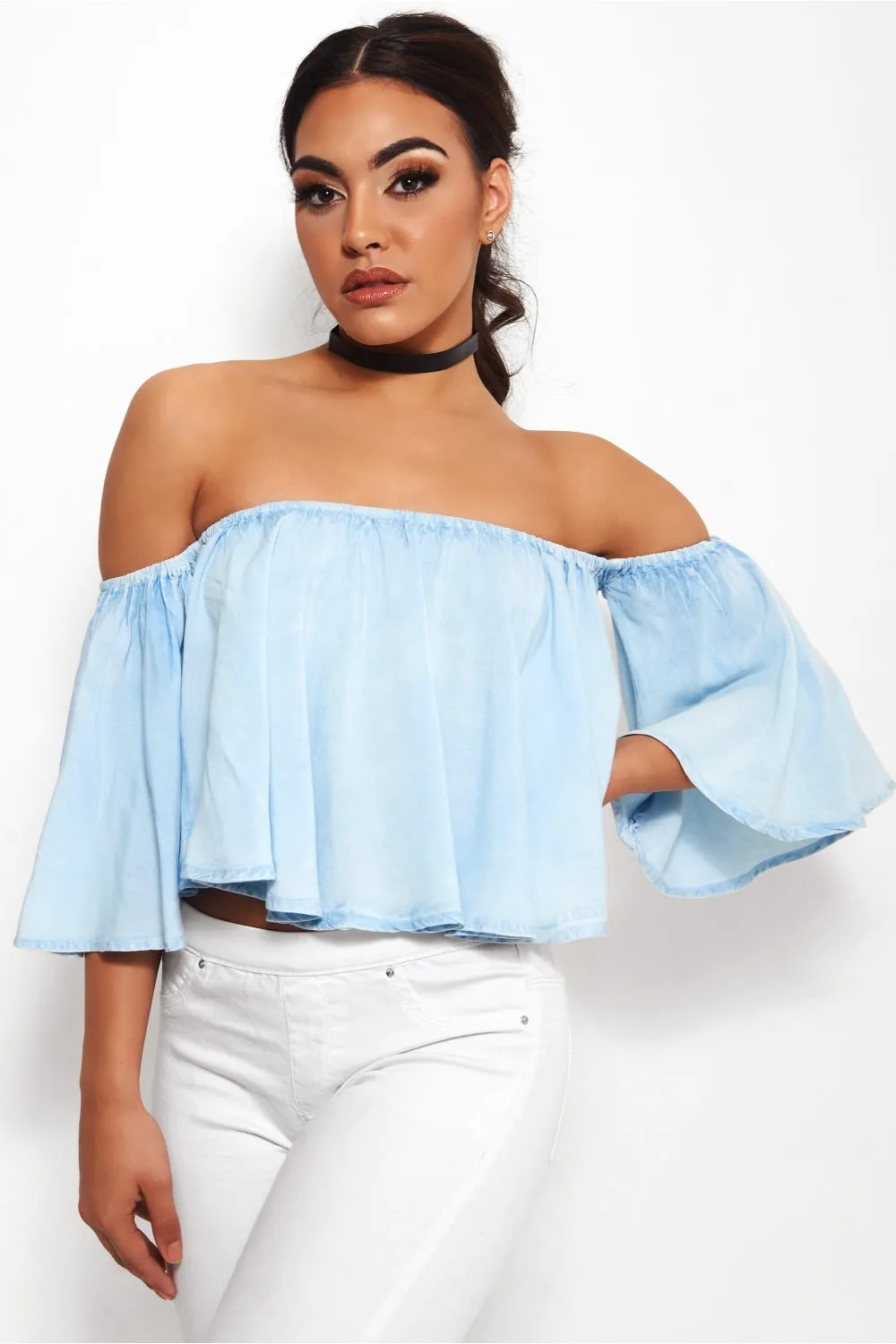 Christela Chambray Bardot Top