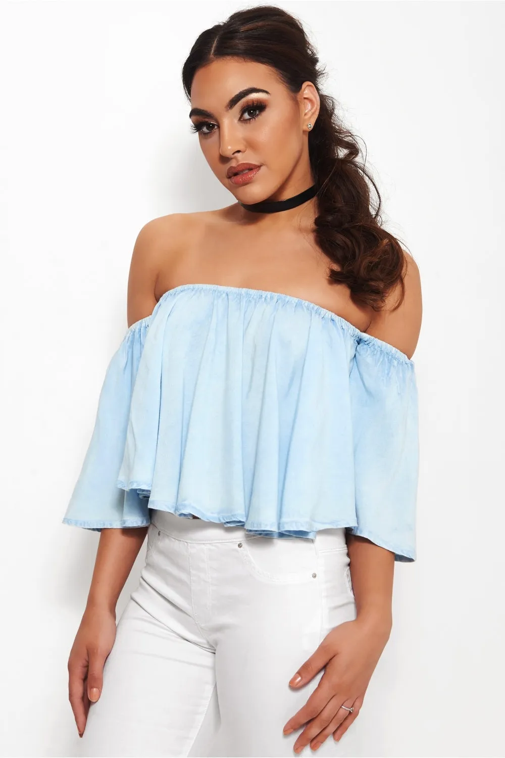 Christela Chambray Bardot Top