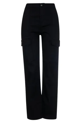 Coloured Denim paperbag waist Pants | Black | 6908ZZ