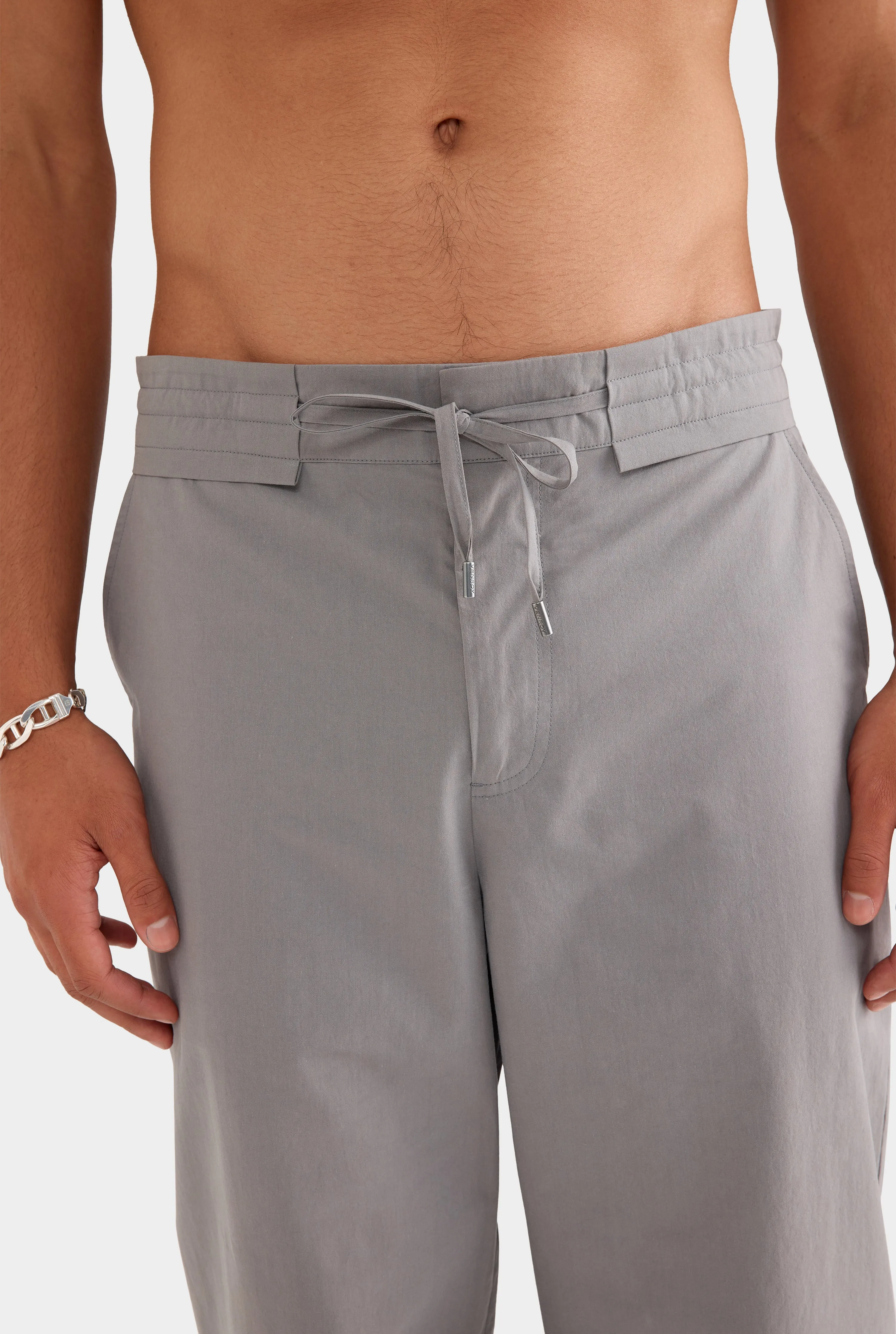 Cotton Paperbag Trouser - Steel Grey