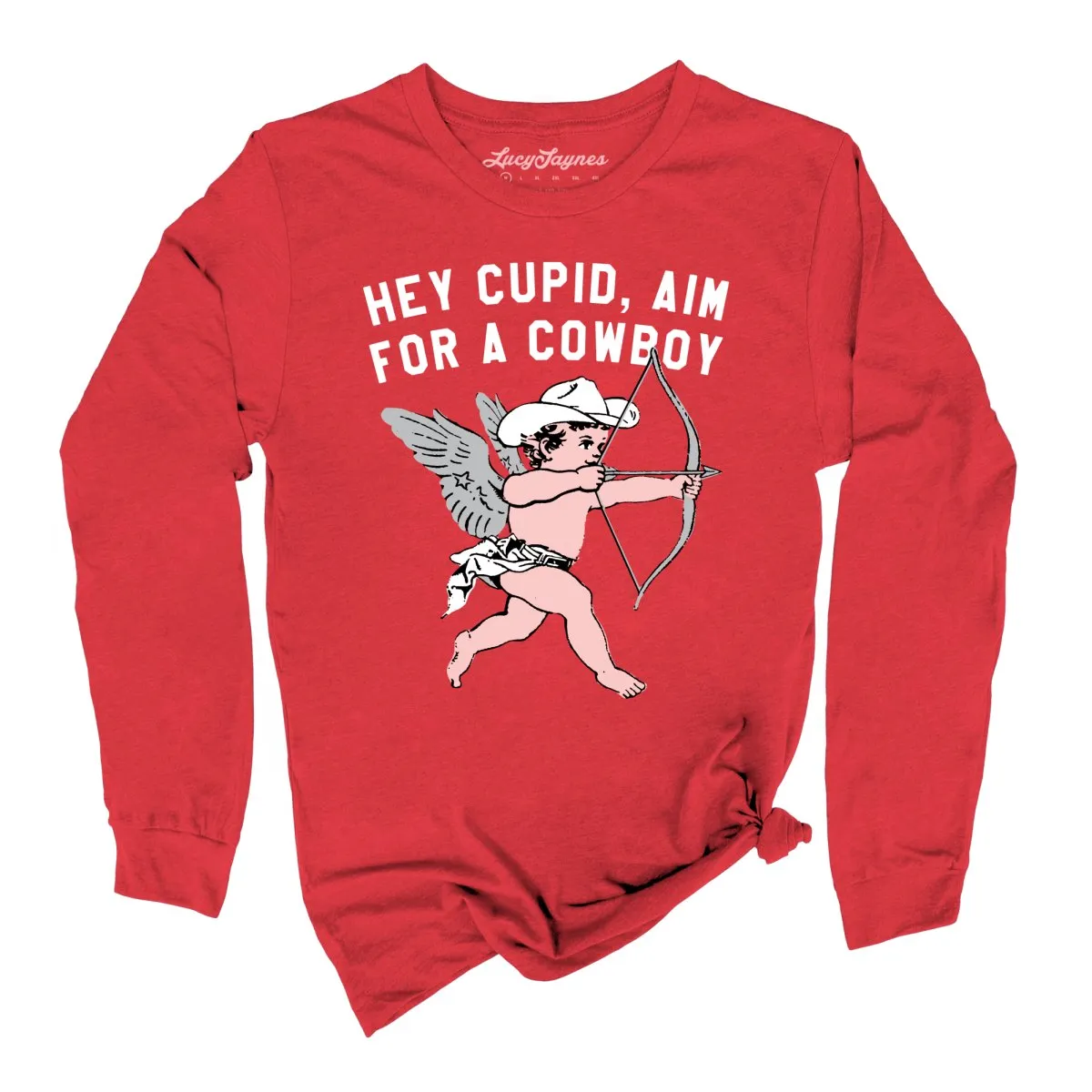 Cupid Aim For A Cowboy Long Sleeve Tee