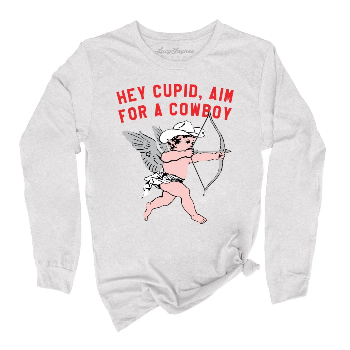 Cupid Aim For A Cowboy Long Sleeve Tee