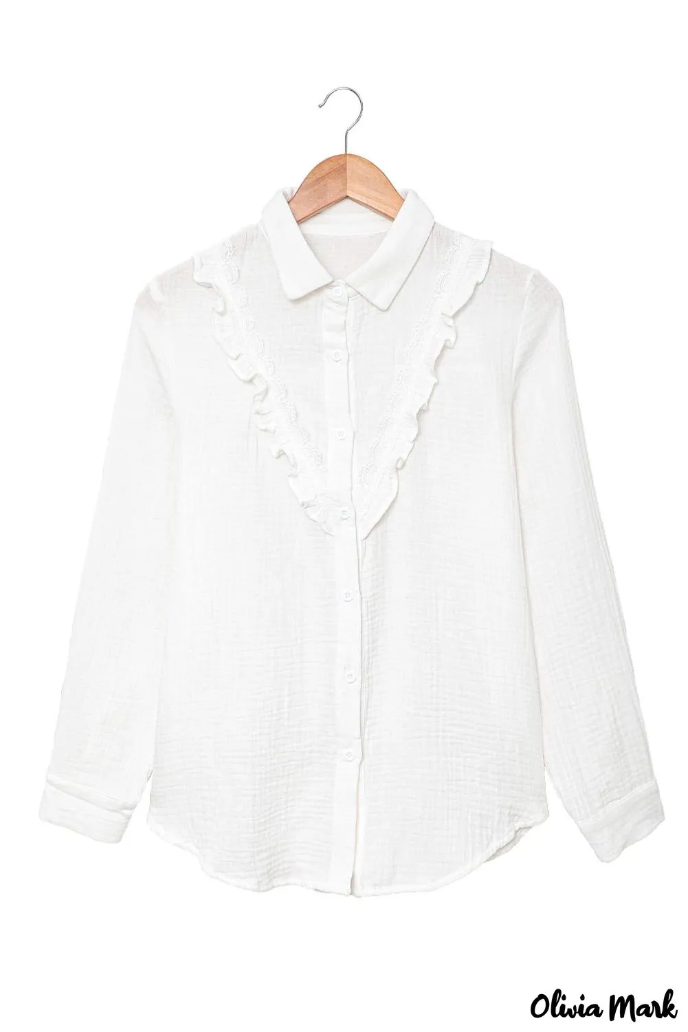 Deanwangkt - White Ruffle Crinkle Long Sleeve Shirt