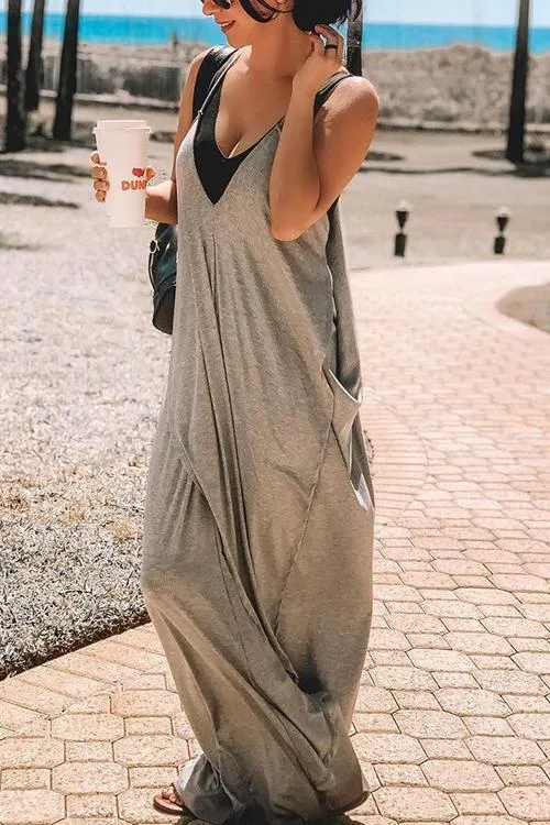 Deep V Neck Slip Maxi Dress