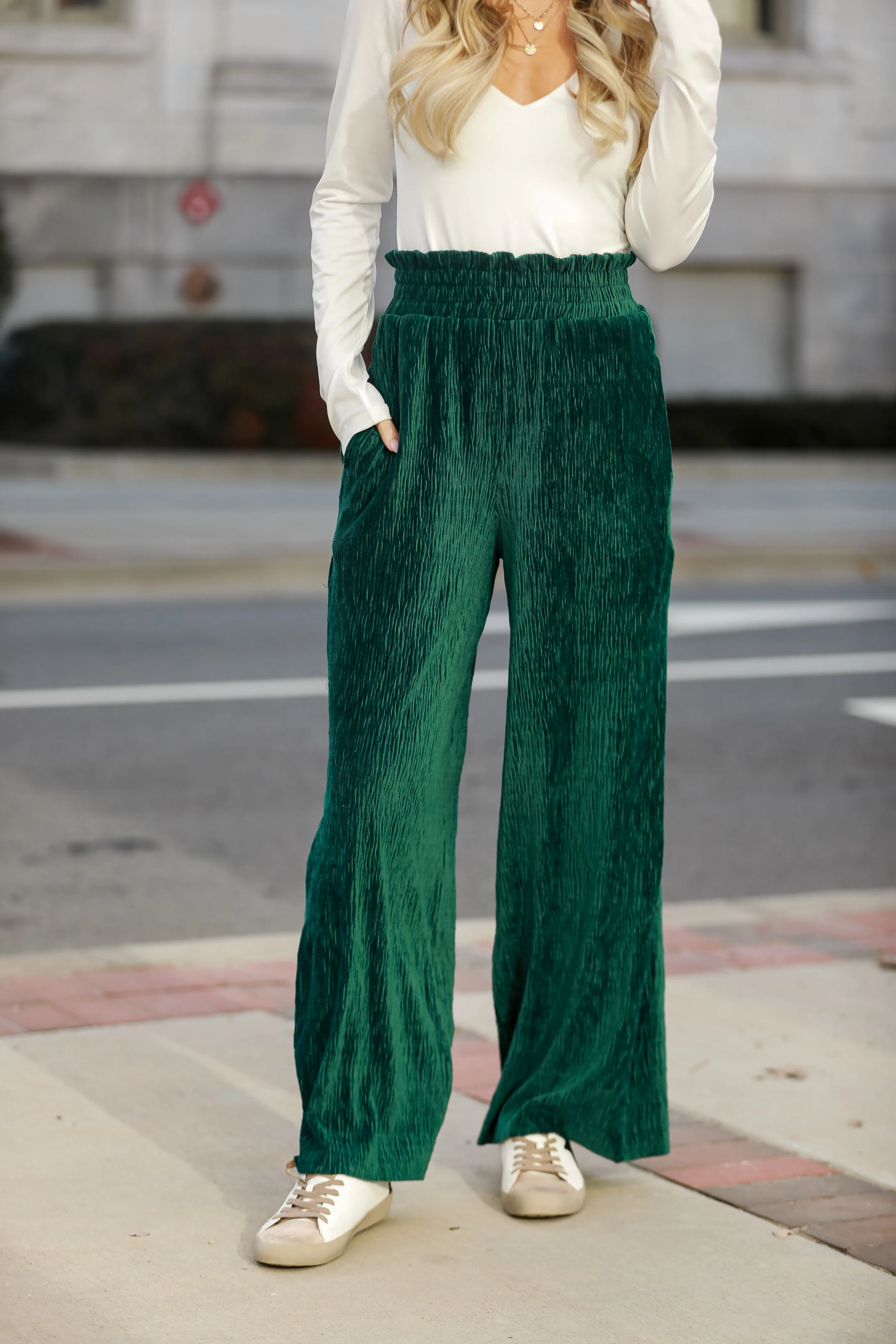 FINAL SALE - Flawless Behavior Velvet Plisse Pants - DU DEAL