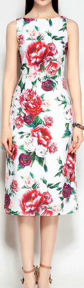 Floral-Print Sheath Pencil Dress