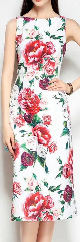 Floral-Print Sheath Pencil Dress