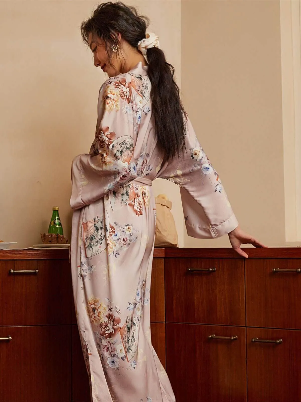 Folding Fan Kimono Robe