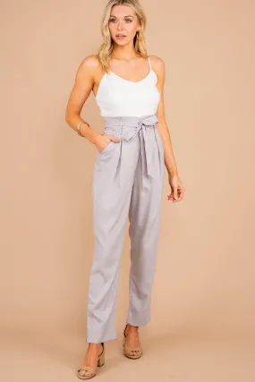 Follow The Leader Gray Paperbag Waist Jumpsuit