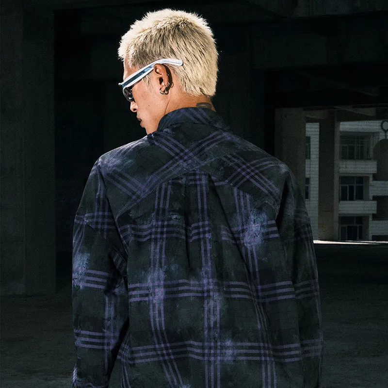 【GENANX2024NEW】Contrasting plaid Kinney silk print towel embroidered sleeved shirt