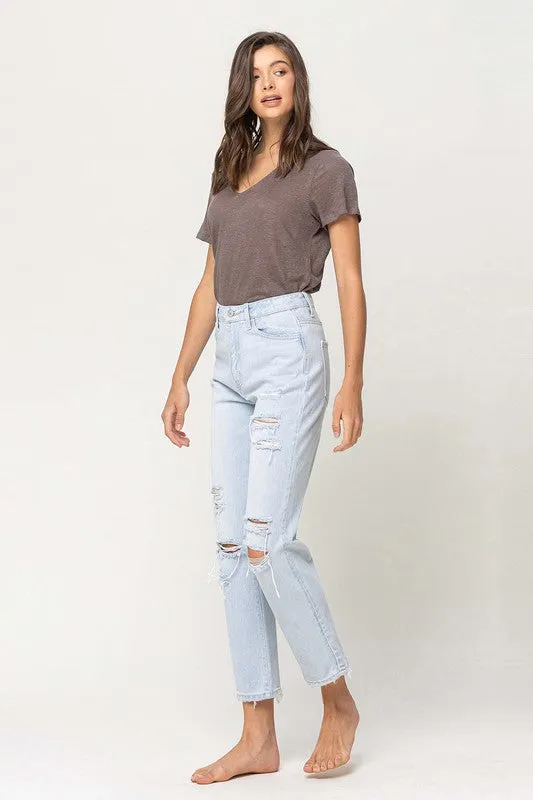 High Rise Distressed Crop Straight