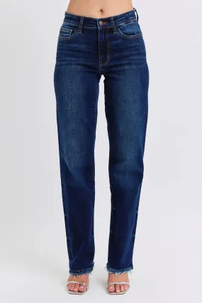 Judy Blue Full Size Raw Hem Straight Leg Jeans