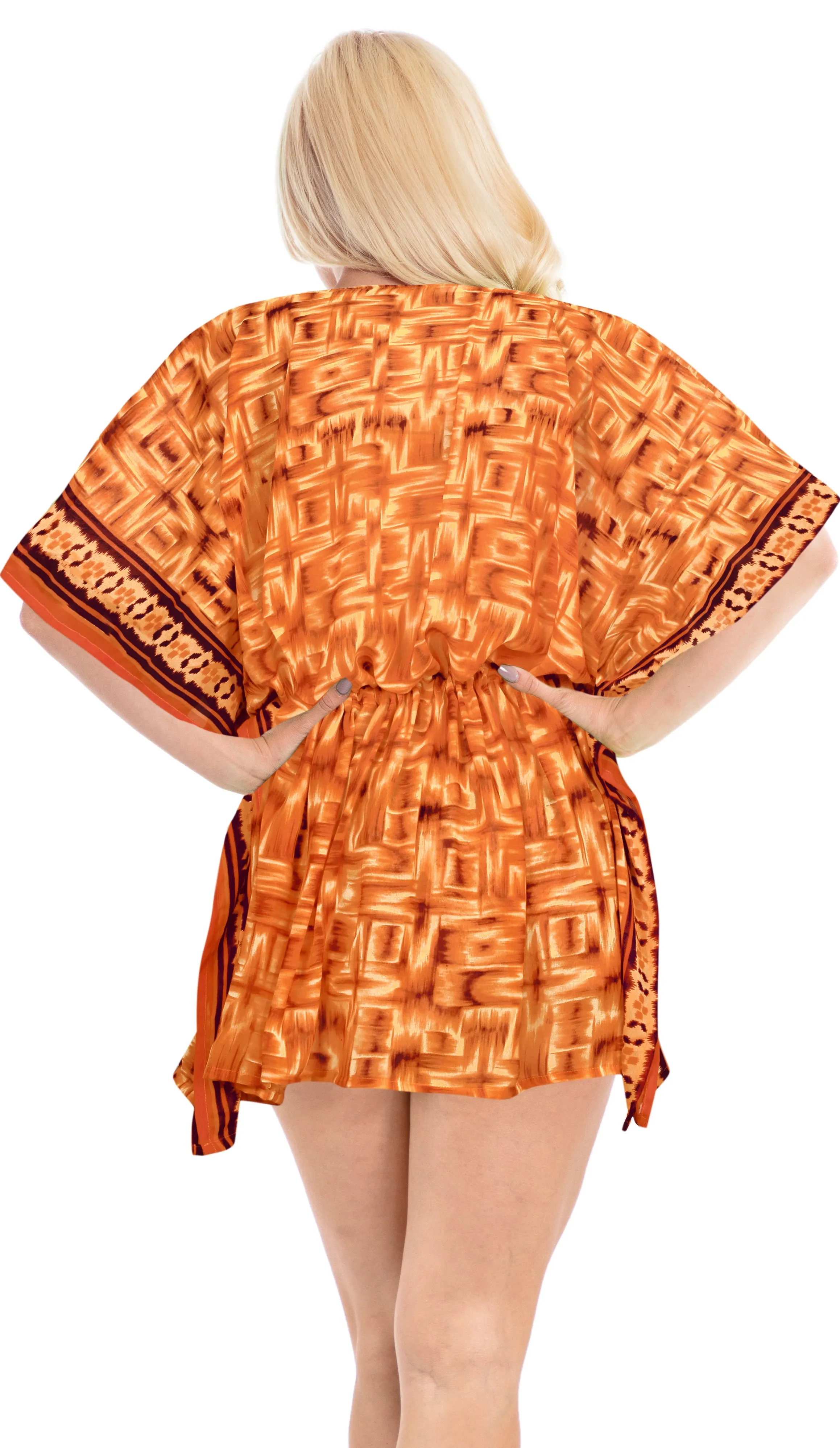 LA LEELA kimono cover ups for swimwear women Orange_Y315 OSFM 16-28W [XL- 4X]