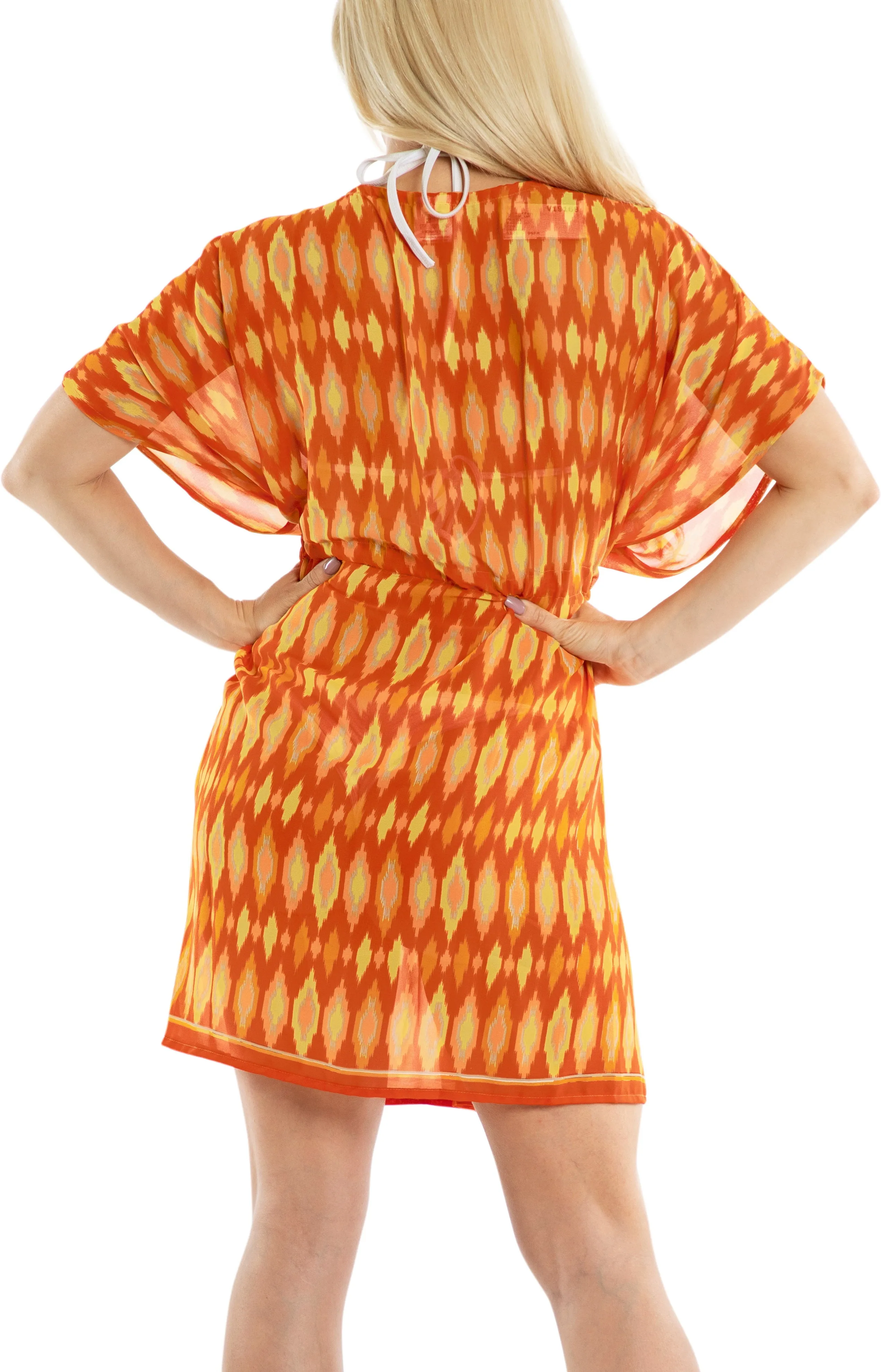 LA LEELA swimwear Cover up Beach Kimono Plus Size Orange_Y445 OSFM 14-24W [L-3X]