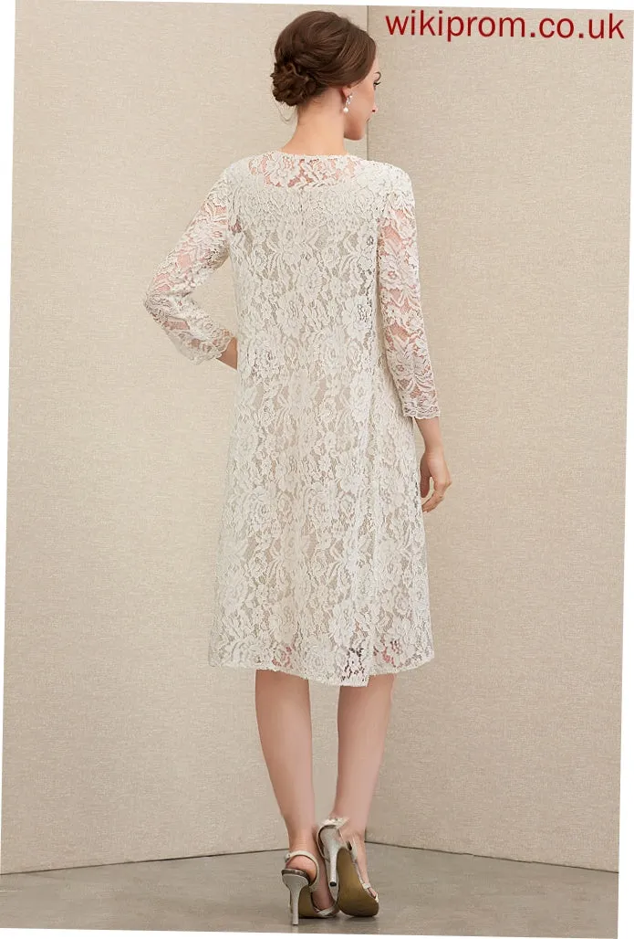 Lace Sheath/Column Bow(s) With Mother of the Bride Dresses the V-neck Tamara Dress Mother Chiffon of Bride Knee-Length