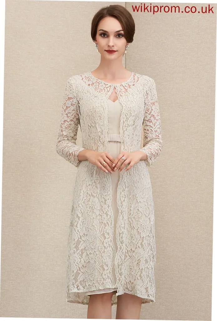 Lace Sheath/Column Bow(s) With Mother of the Bride Dresses the V-neck Tamara Dress Mother Chiffon of Bride Knee-Length