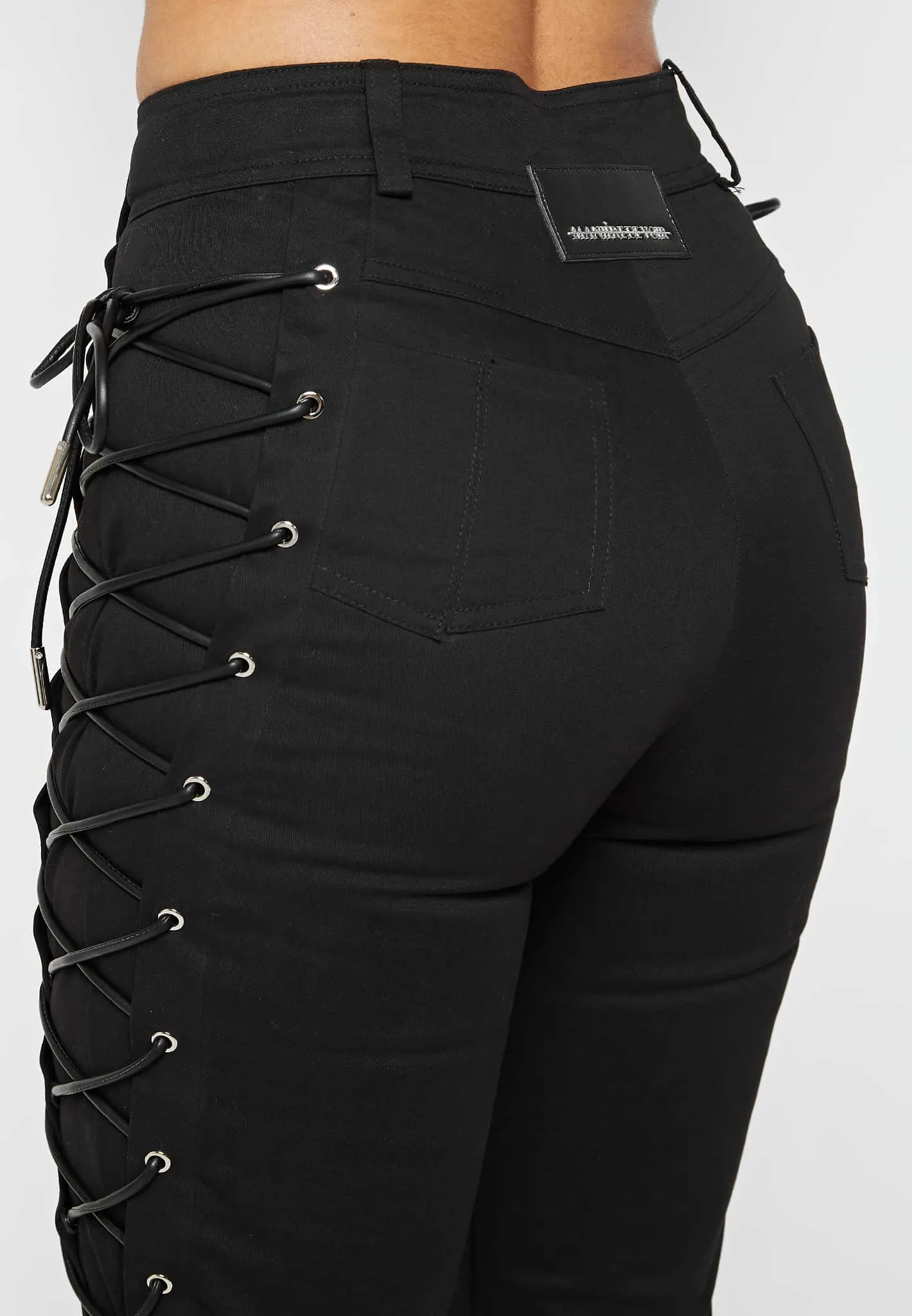 Lace Up Trousers - Black