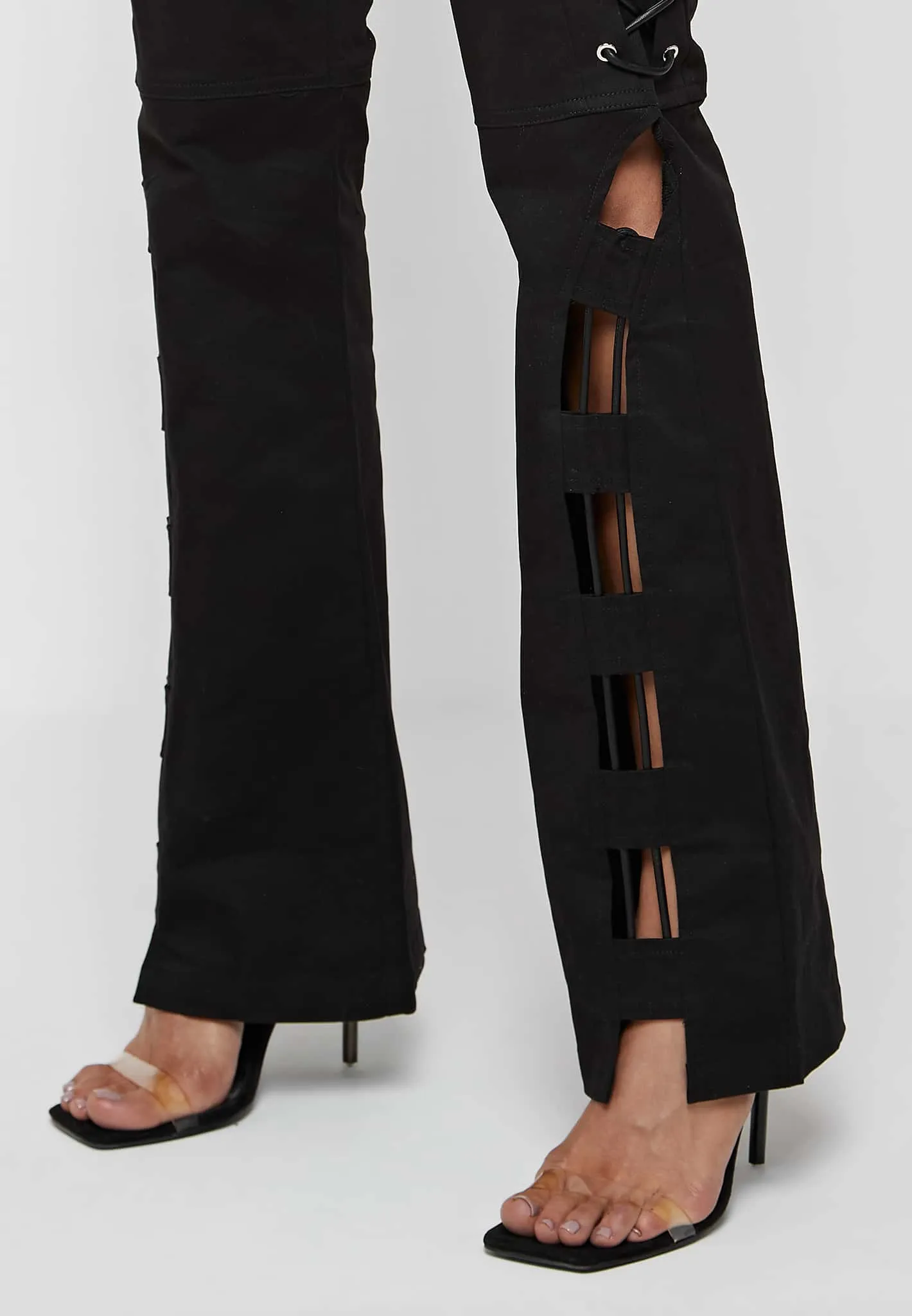 Lace Up Trousers - Black