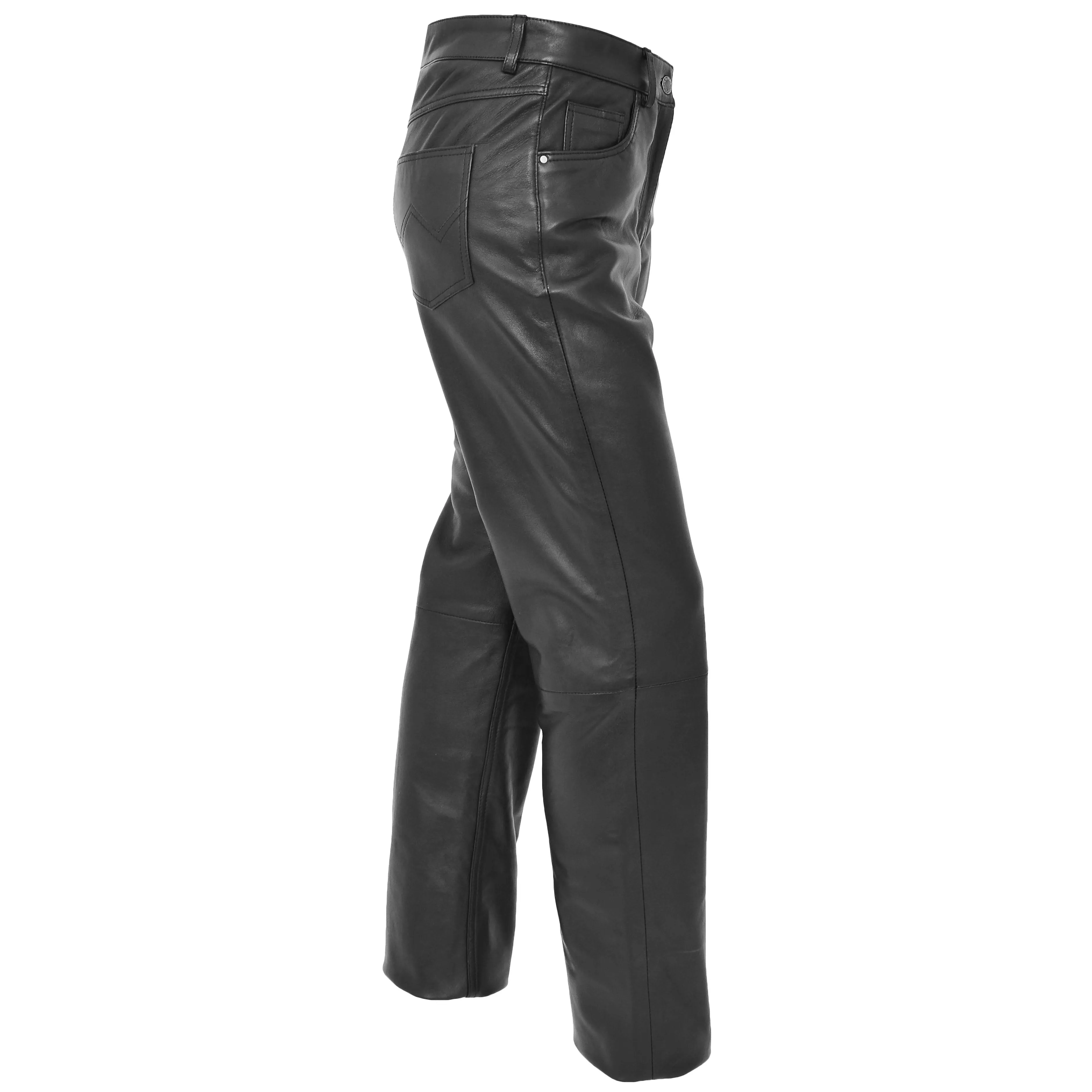 Ladies Leather Slim Fit Trousers Black