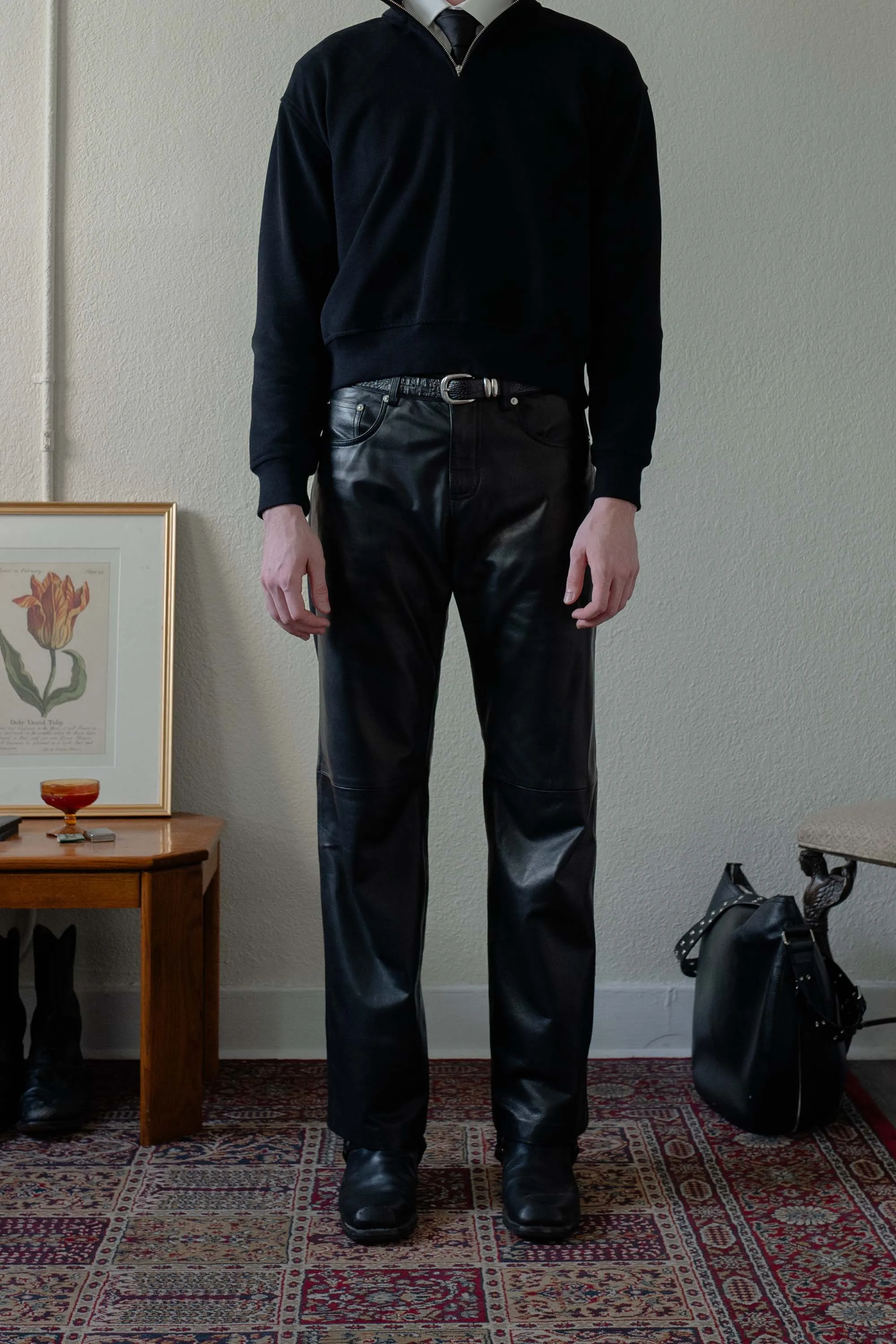 LEATHER 'STRAIGHT LEG' TROUSERS