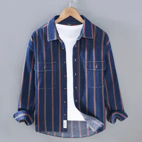 Loose Striped Denim Shirt