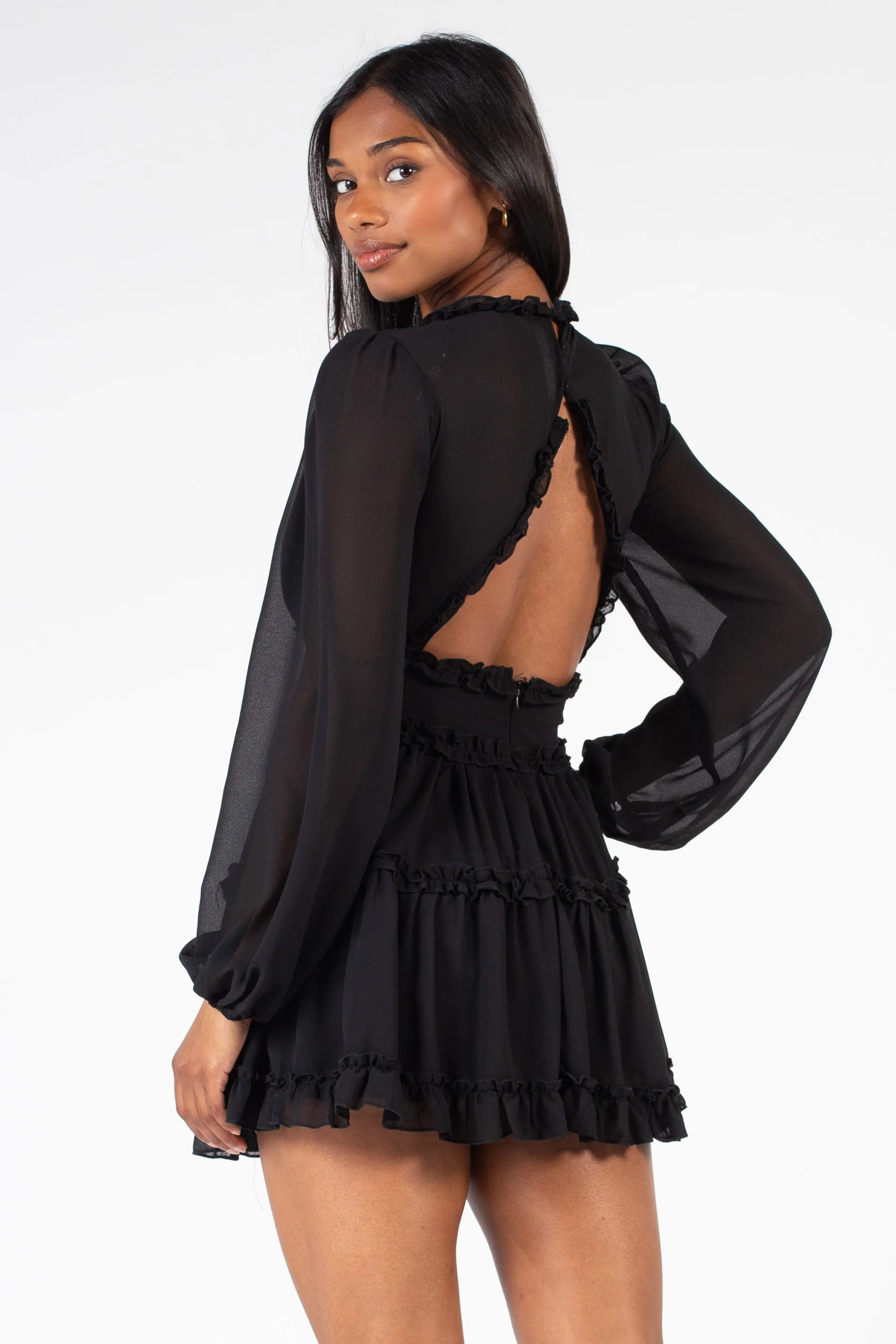 Mackenzie Ruffle Trim Mini Dress