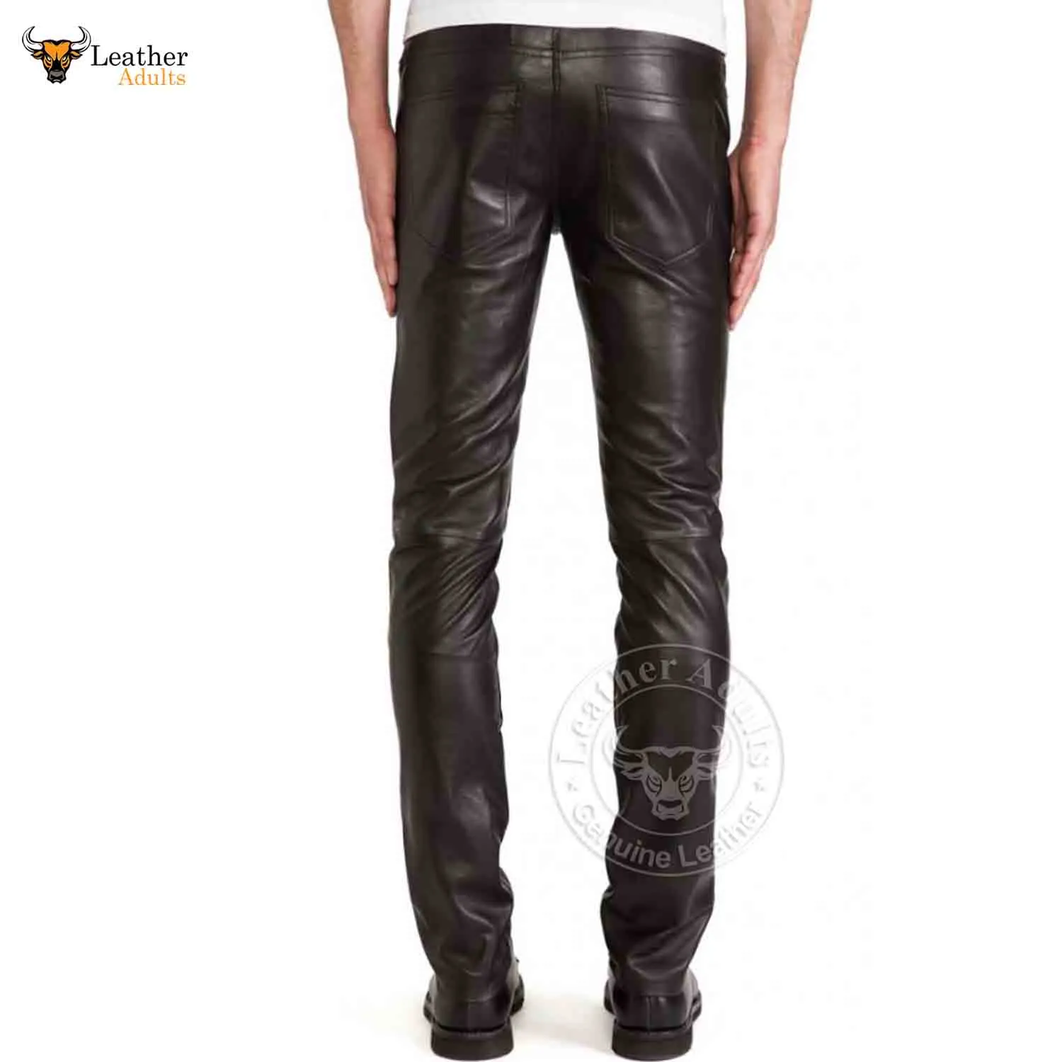 Men's Genuine Cowhide Skinny Pants Five pockets Jeans Style Premium Kink