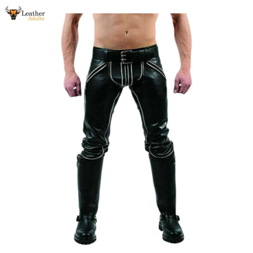 MEN'S LEATHER BREECHES GAY Pants Trousers Motorbike Jeans lederhosen lederjeans