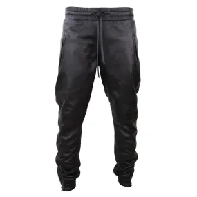 Mens Real Leather Jogger Jeans Trousers Elasticated Casual