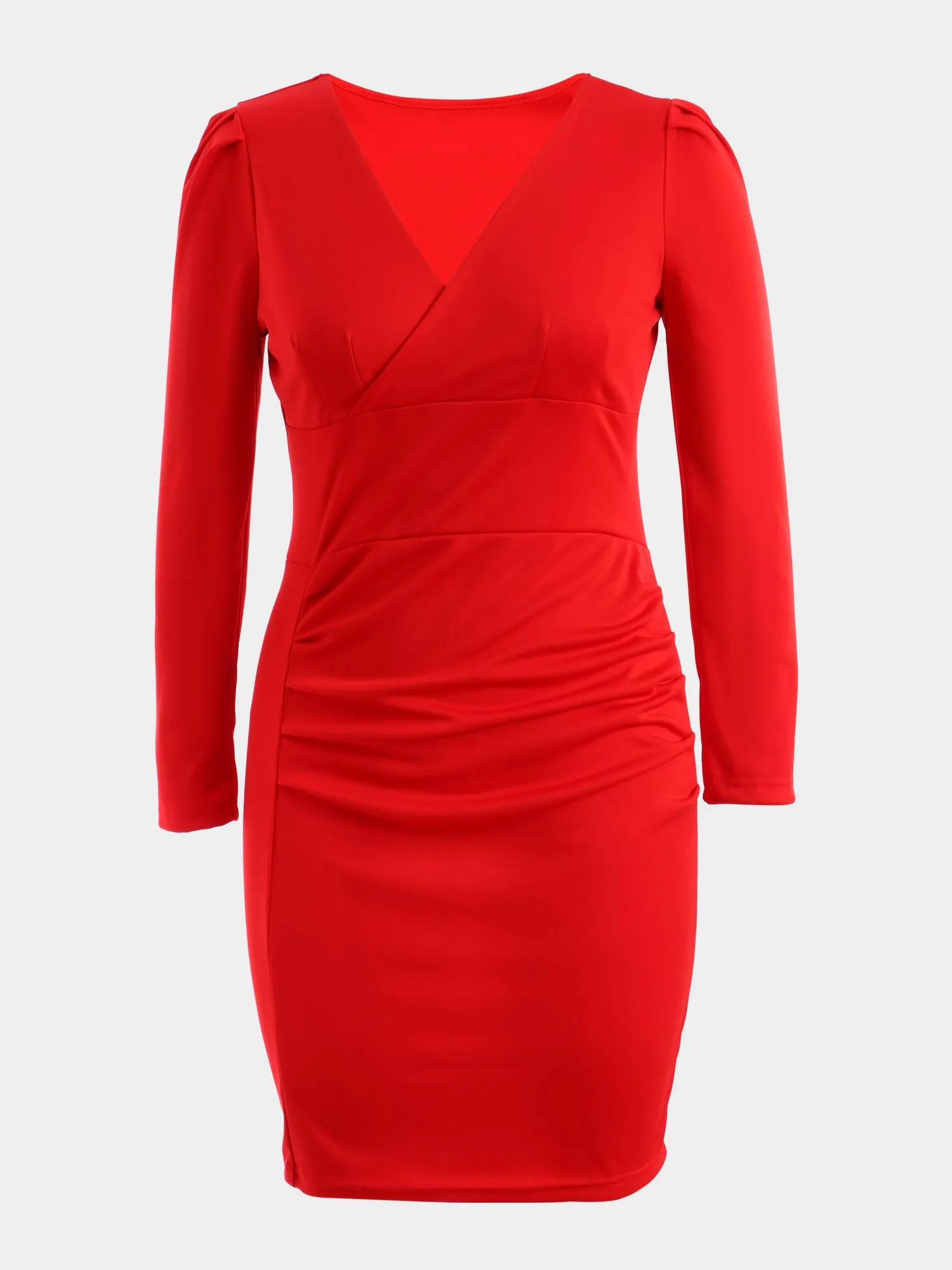 Midsize Mature Deep-V Neck Wrap Dress