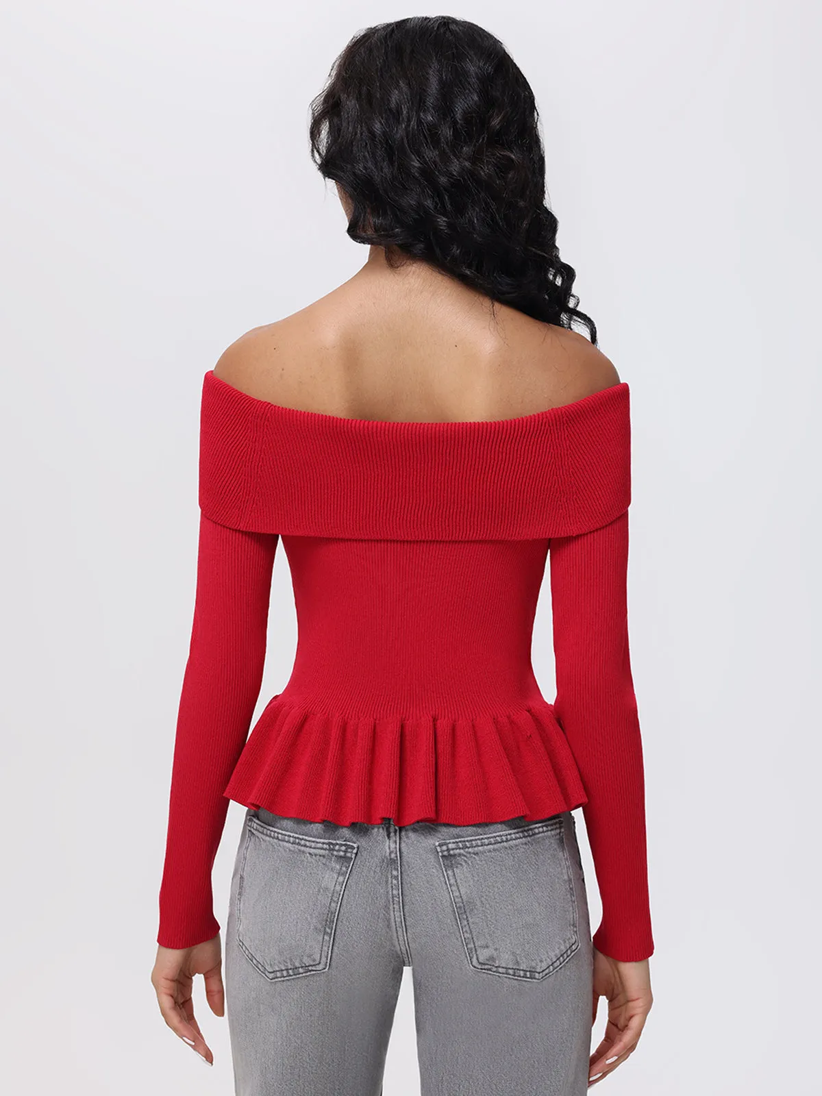 Morgan: Off Shoulder Peplum Sweater