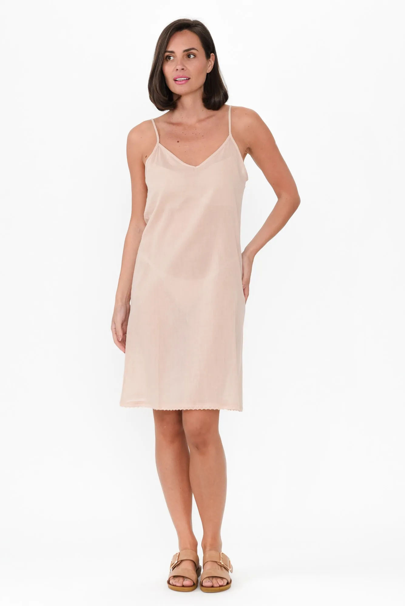 Nude Cotton Slip Dress