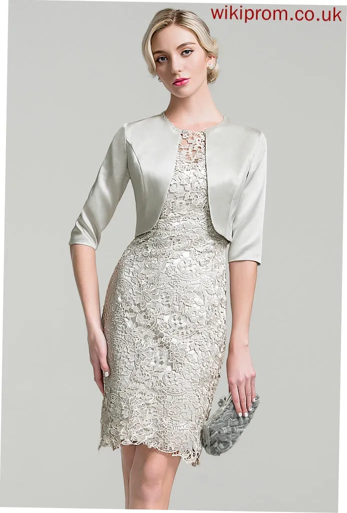 of Bride Scoop Mother Lace Knee-Length the Neck Dress Stephany Sheath/Column Mother of the Bride Dresses