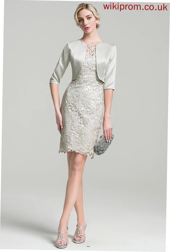 of Bride Scoop Mother Lace Knee-Length the Neck Dress Stephany Sheath/Column Mother of the Bride Dresses