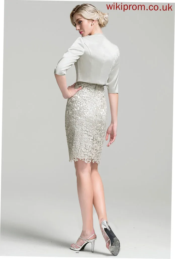 of Bride Scoop Mother Lace Knee-Length the Neck Dress Stephany Sheath/Column Mother of the Bride Dresses