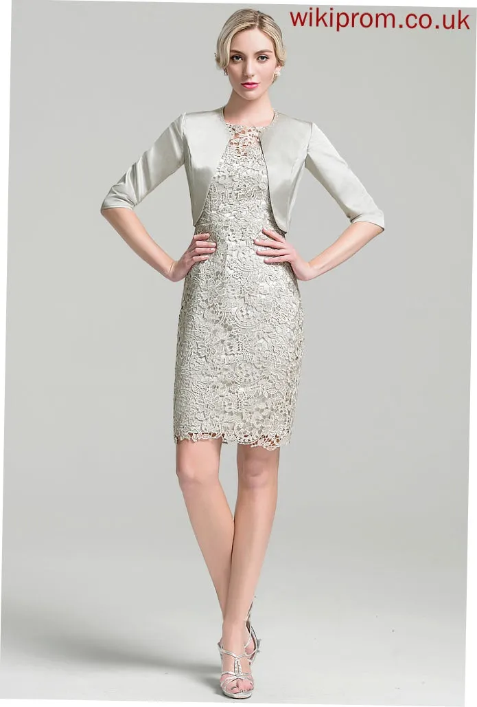 of Bride Scoop Mother Lace Knee-Length the Neck Dress Stephany Sheath/Column Mother of the Bride Dresses