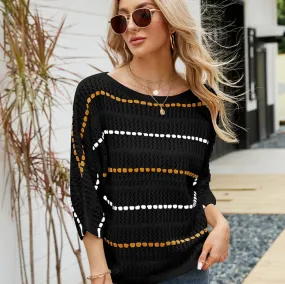 Off Shoulder Stripe Designer Sweater