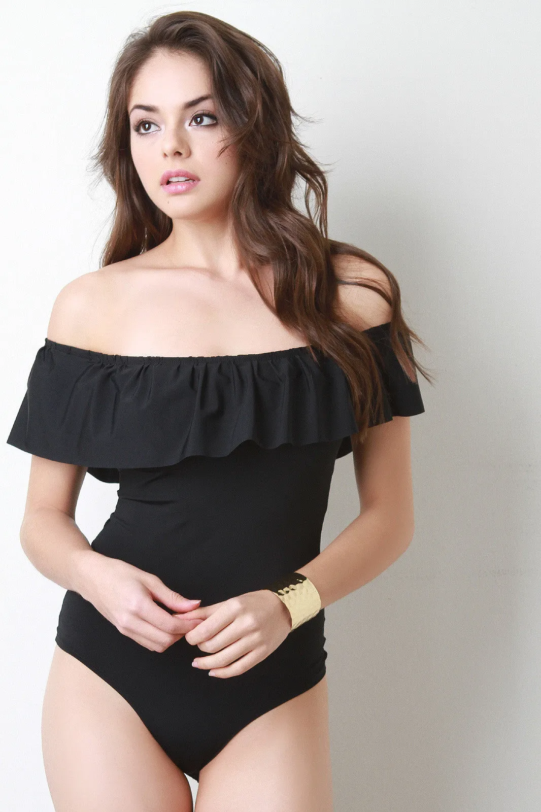 Off The Shoulder Ruffle Bodysuit