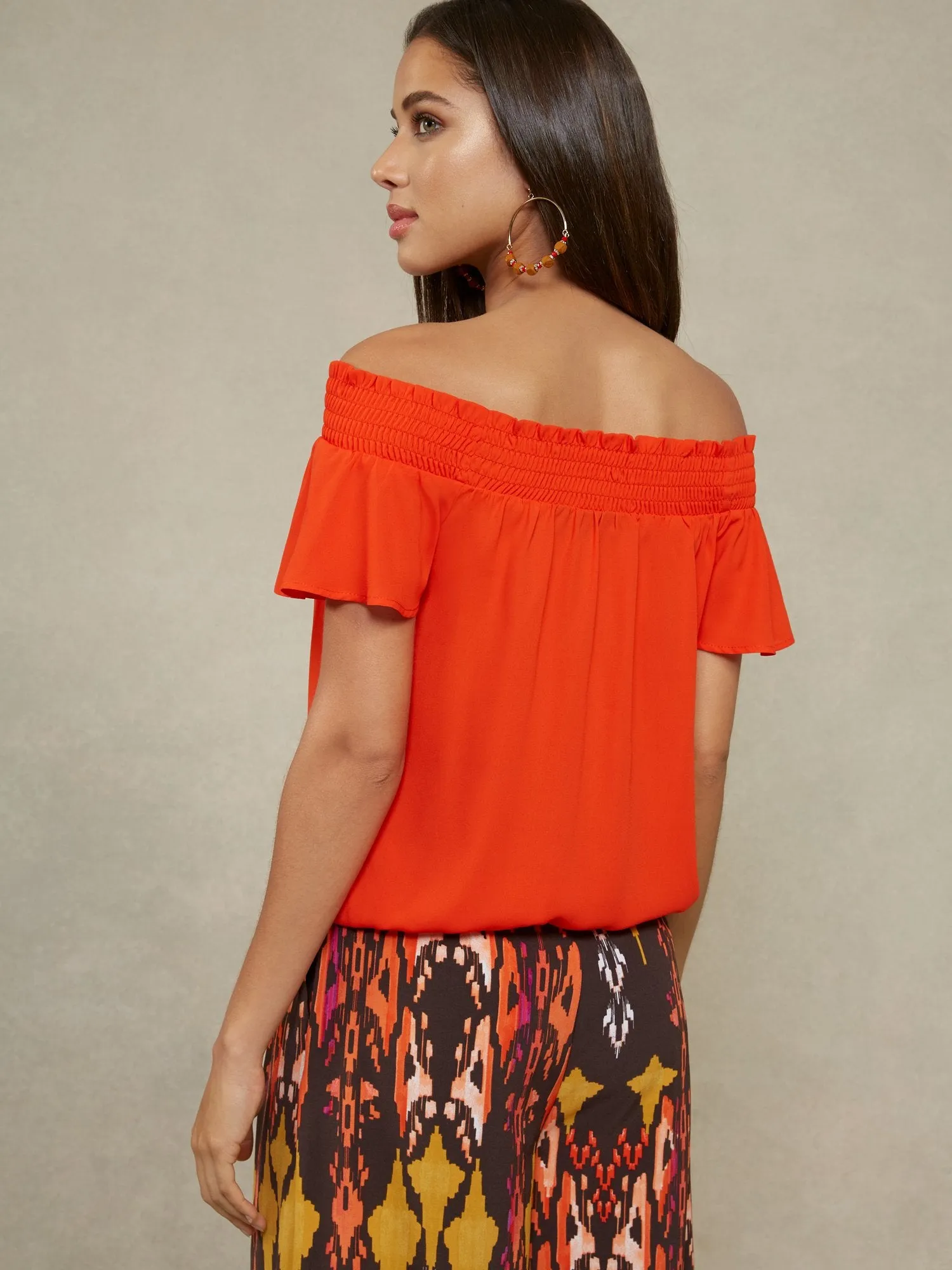 Off-The-Shoulder Smock Blouse