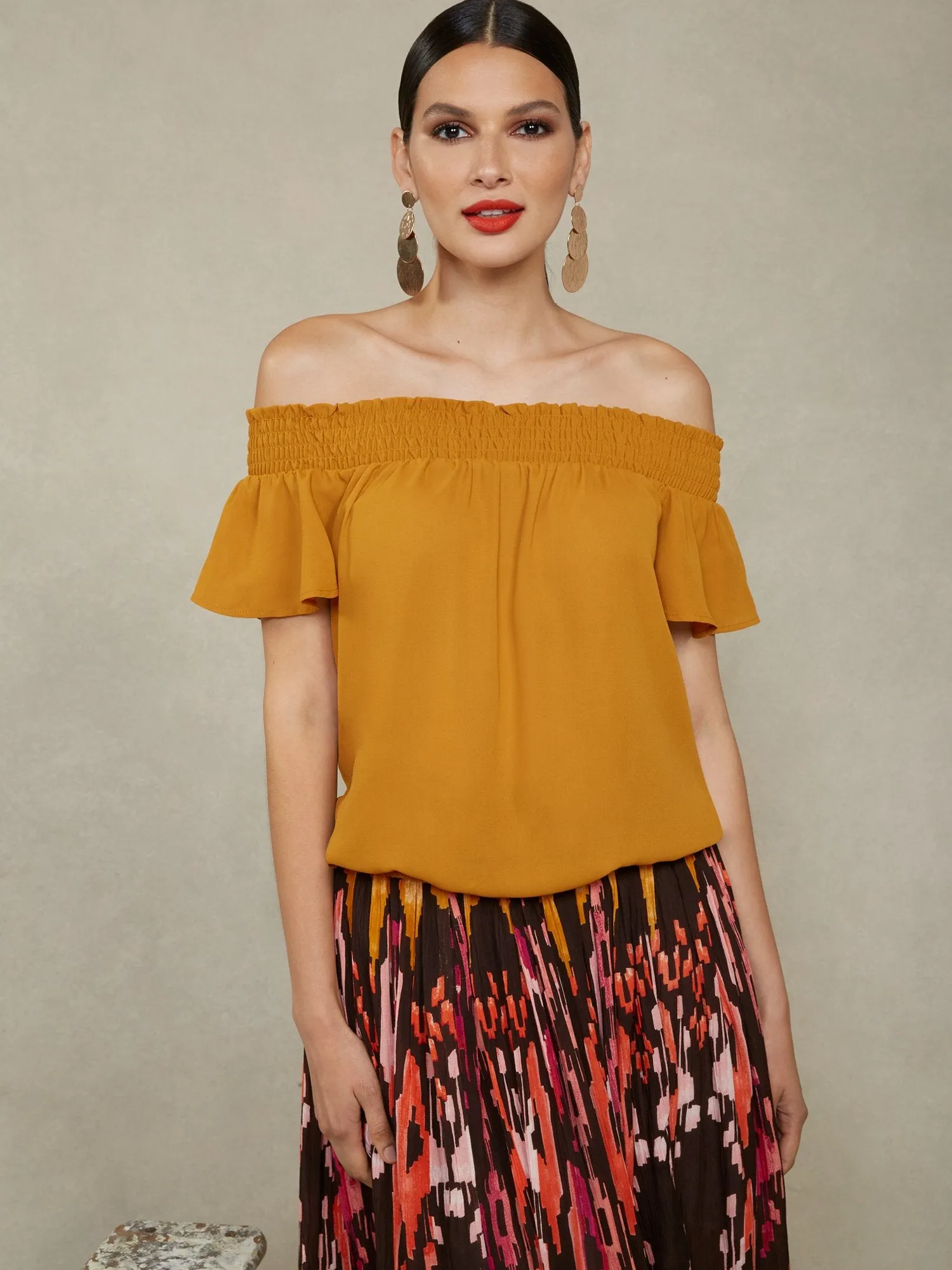 Off-The-Shoulder Smock Blouse