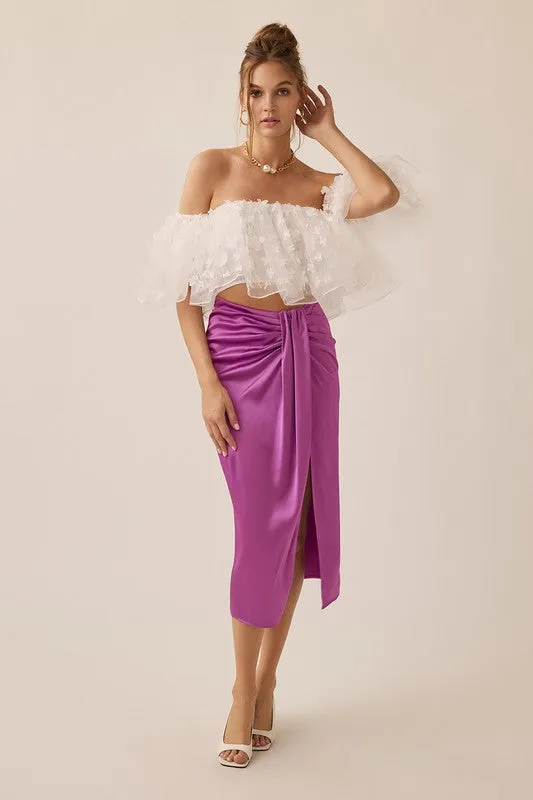 Off White Off Shoulder Crop Ruffled Top